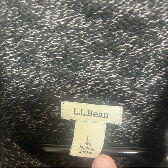 L.L. Bean black gray heathered turtleneck sweater 100% cotton size large - Picture 6 of 8